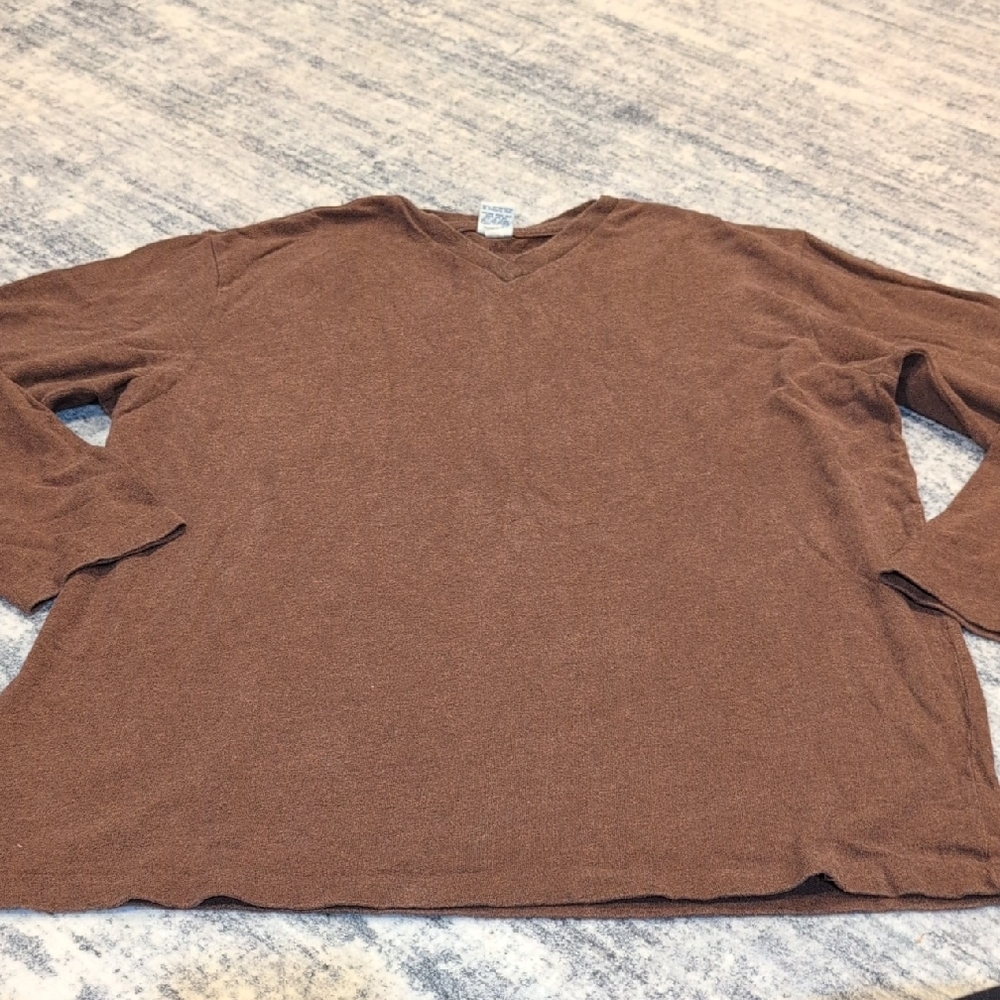 Brown V-Neck Long Sleeve Sweater
